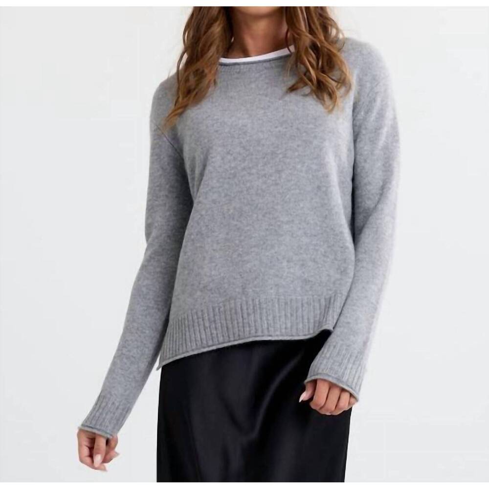 NEW PURA CASHMERE everyday cashmere crew top in stonewash